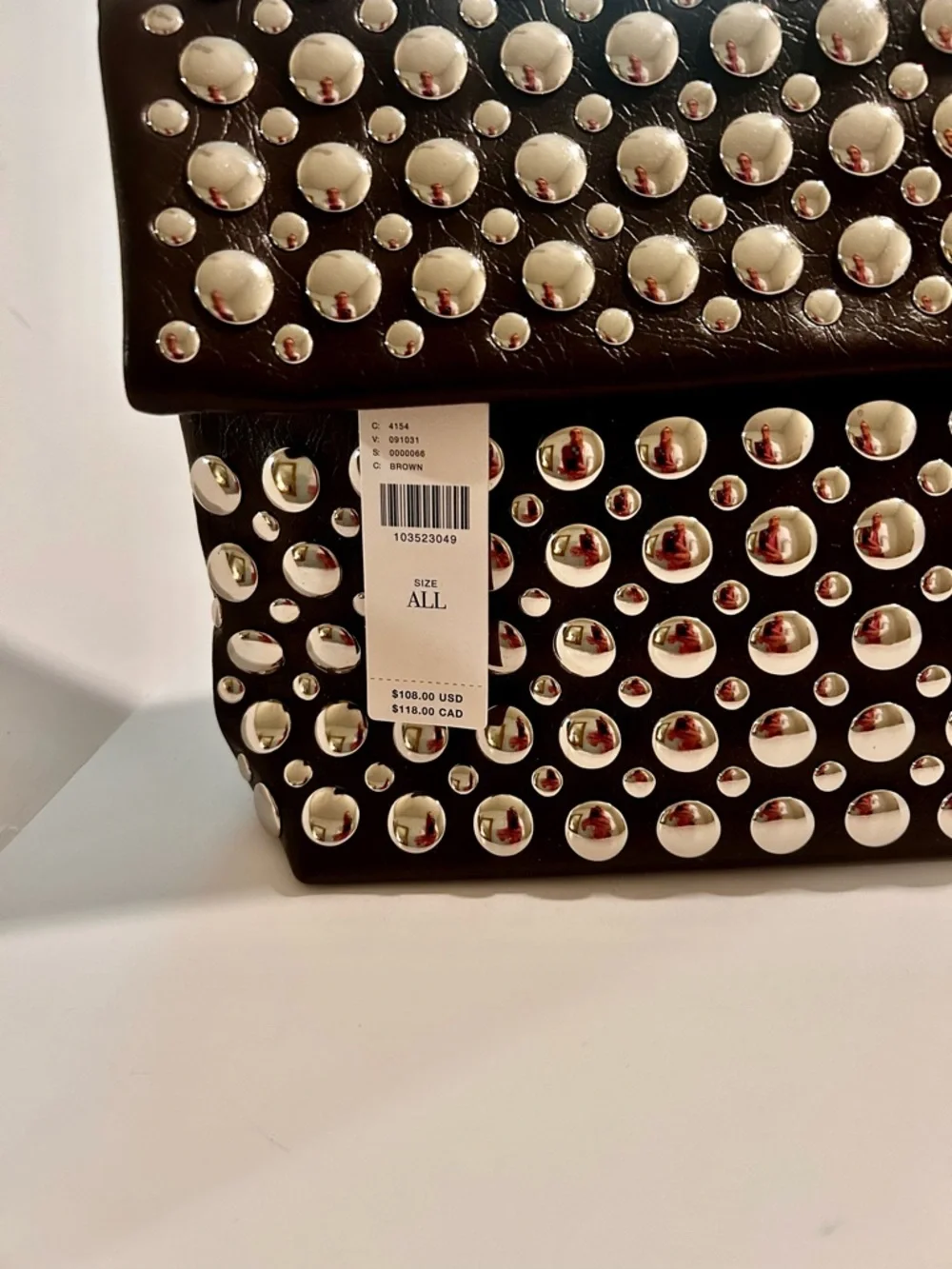 Anthropologie Brown Leather Clutch with Silver Studs - Picture 1 of 6